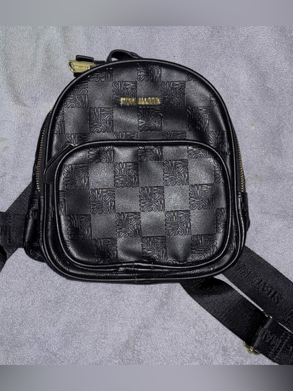 Steve Madden Black Mini Logo Backpack